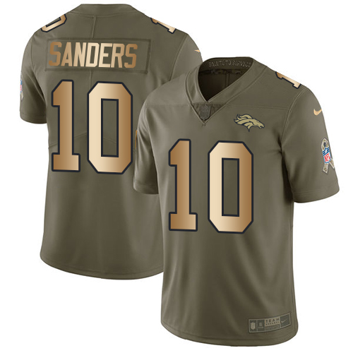 Nike Broncos #10 Emmanuel Sanders Olive/Gold Men's Stitched NFL Limited Salute To Service Jersey - Click Image to Close
